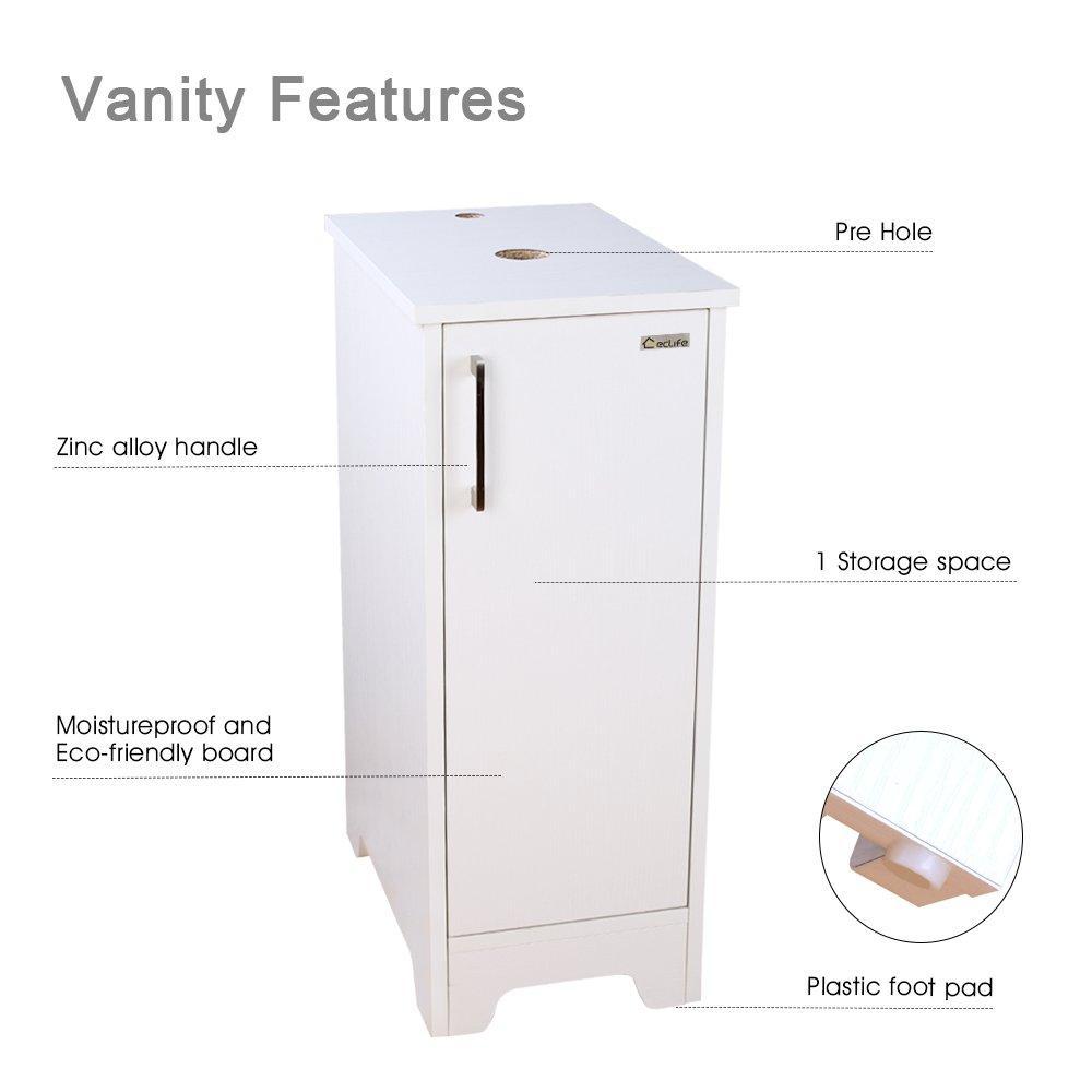 Kitchen u eway 13 inch white bathroom vanity and sink combo 1 5 gpm water save faucet solid brass pop up drain single small bathroom adjustable built in clapboard bt8w a7