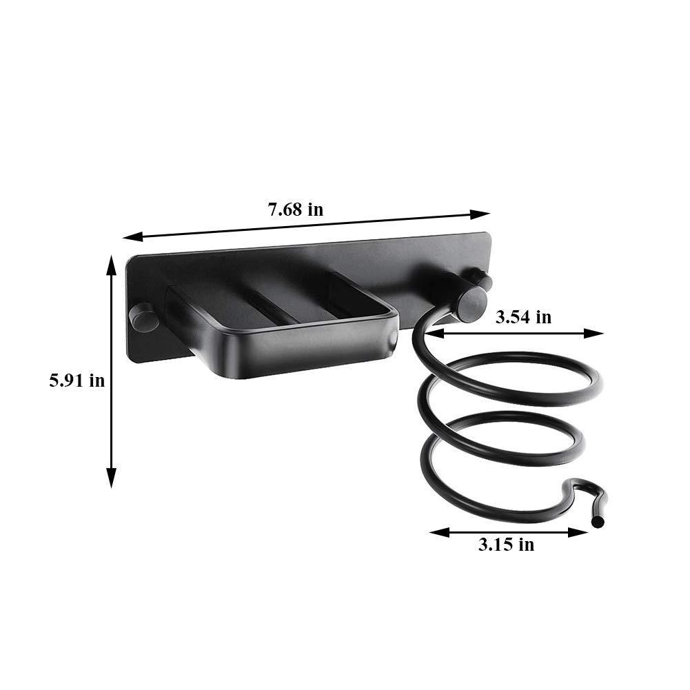 Budget friendly exttlliy wall mount aluminum hair blow dryer holder organizer with straightener storage stand rack for bathroom not include glue black