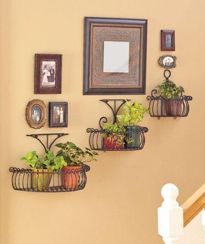 Latest set of 3 multi use wall basket shelf elegant metal indoor outdoor scroll tier shelves patio planter kitchen bathroom storage organization display home accent decor