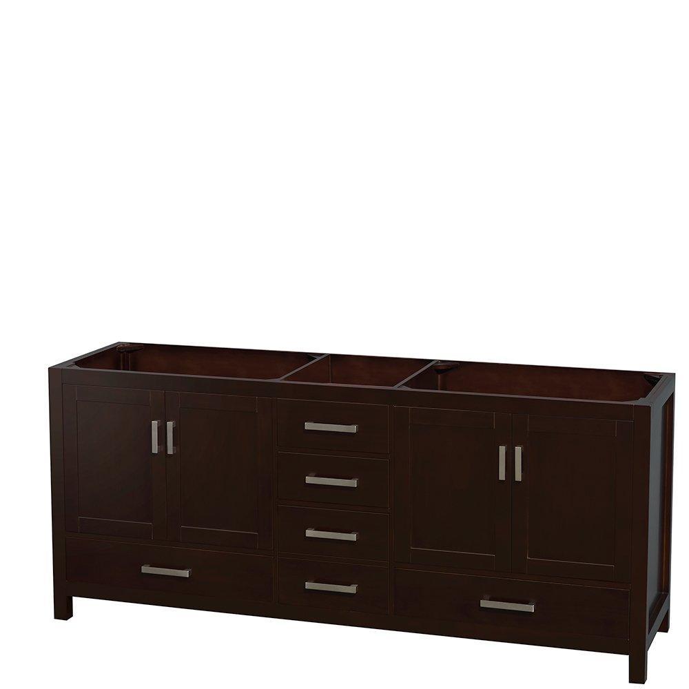 Selection wyndham collection sheffield 80 inch double bathroom vanity in espresso white carrera marble countertop undermount square sinks and 70 inch mirror