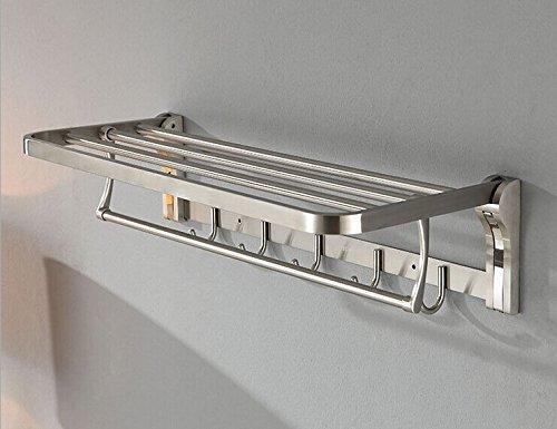 Best seller k steel stainless steel foldable bath towel rack bathroom shelf towel bar storage organizer contemporary hotel square style wall mount with hooks