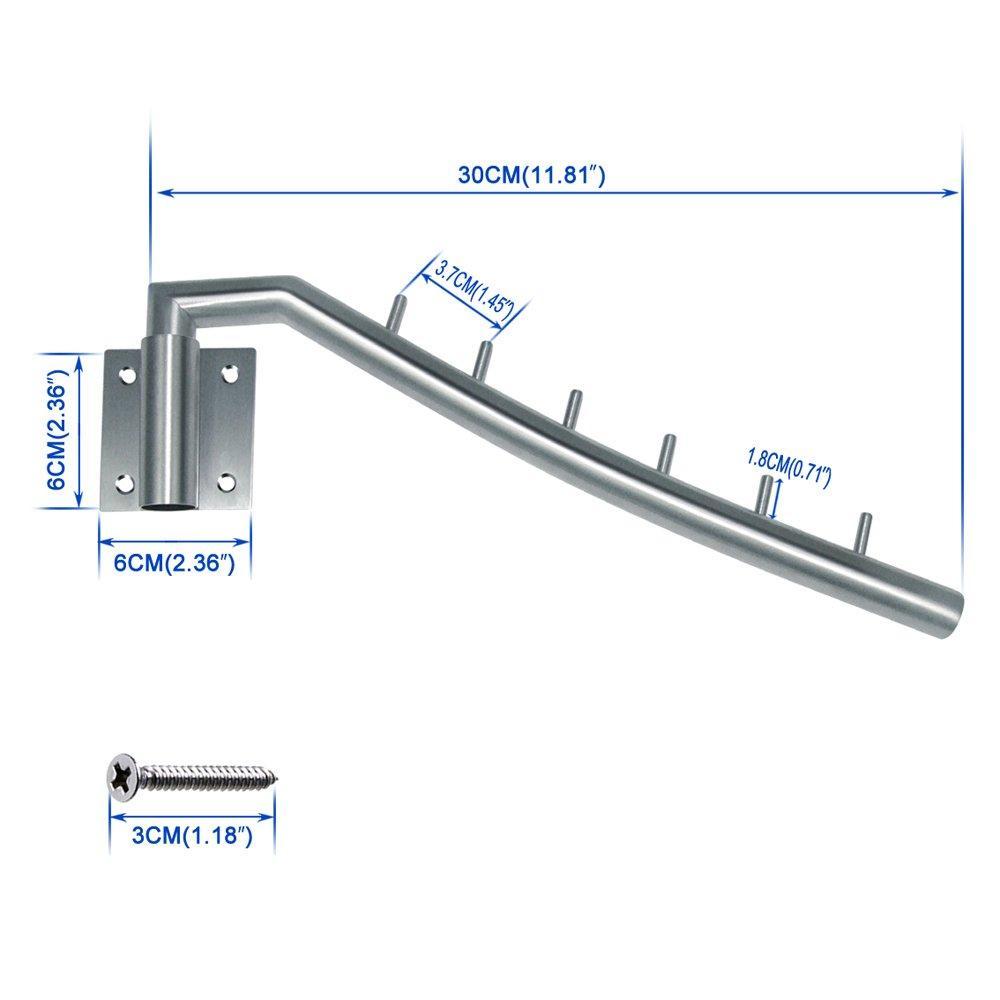 Save on sunmall 12 6 folding wall mounted clothes hanger rack garment hook stainless steel with swing arm holder clothing hanging system closet storage organizer for bedrooms bathrooms laundry room 2 pack