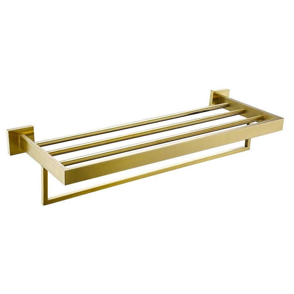 Best seller turs 22 inch bathroom towel rack storage organizer hanger towel bar sus 304 stainless steel wall mount brushed gold q7008lj