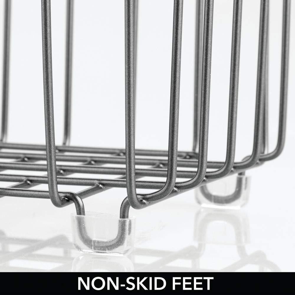 The best mdesign metal farmhouse kitchen pantry food storage organizer basket bin wire grid design for cabinet cupboard shelves countertop closet bedroom bathroom small wide 4 pack graphite gray