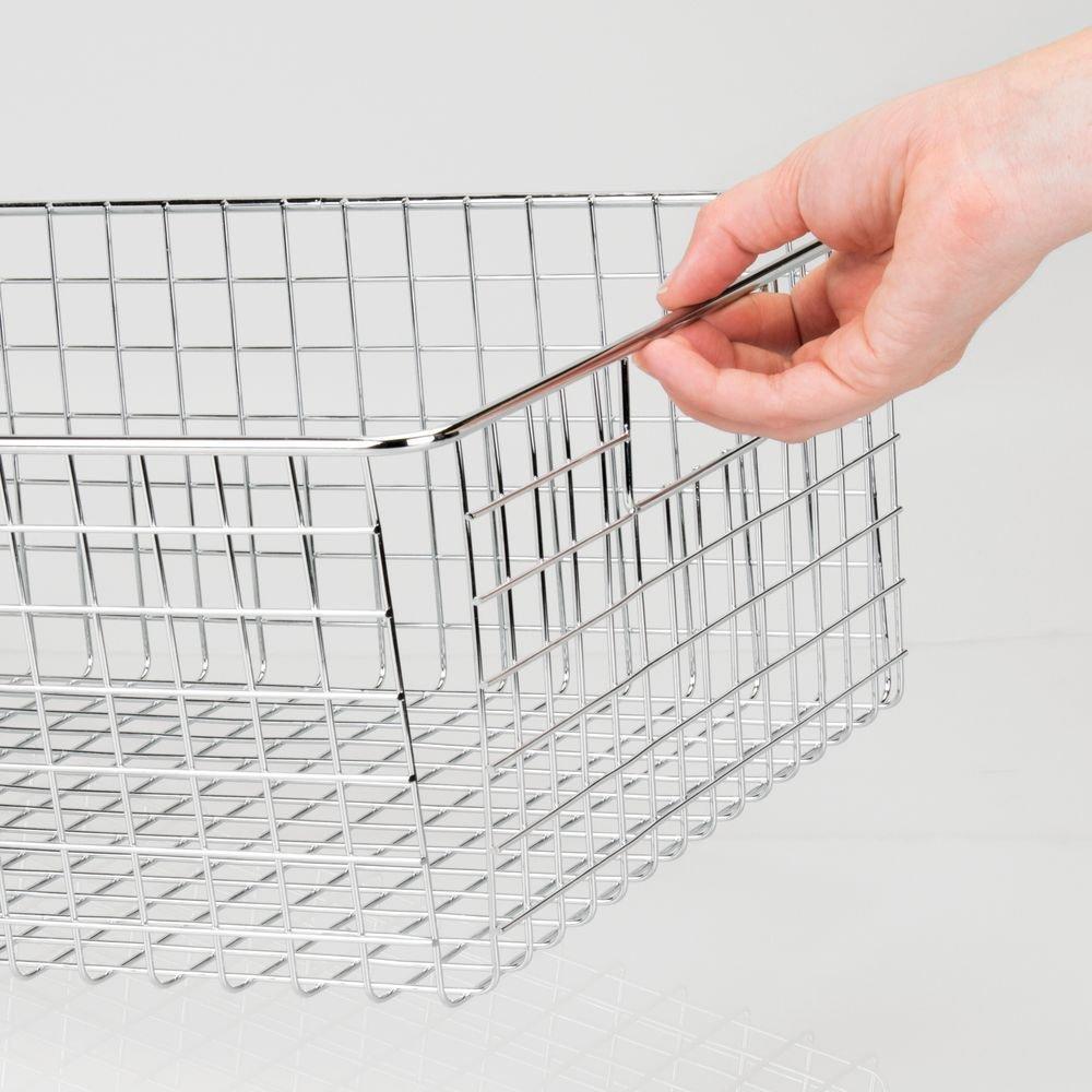 Buy now mdesign large farmhouse metal wire storage basket bin box with handles for organizing closets shelves and cabinets in bedrooms bathrooms entryways and hallways 16 x 12 x 6 4 pack chrome