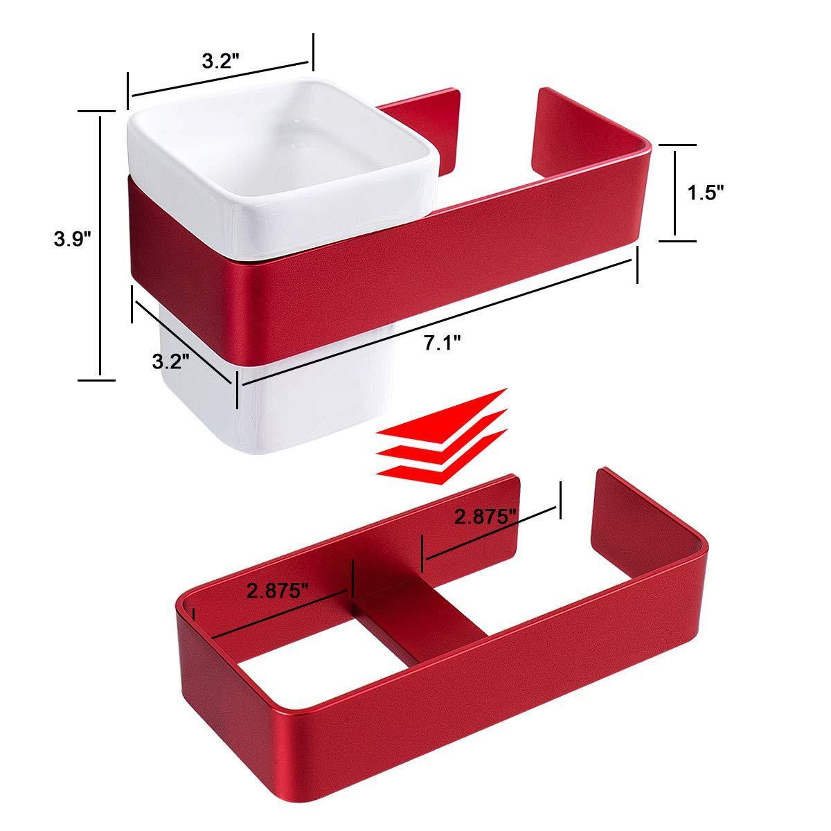 Purchase ty storage hair dryer holder wall mount blow dryer holder aluminum bathroom organizer ceramic cup modern no drilling self adhesive bathroom bedroom storage red white