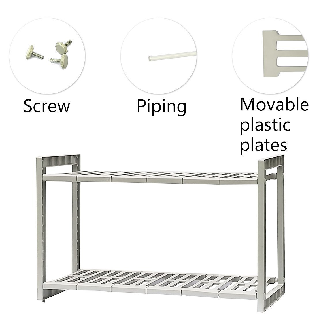 Budget yomym under cabinet sink organizer 2 tier expandable shelf organizer rack for bathroom pantry or kitchen storage cabinets organization and storage adjustable shelves in heavy duty plastic and metal