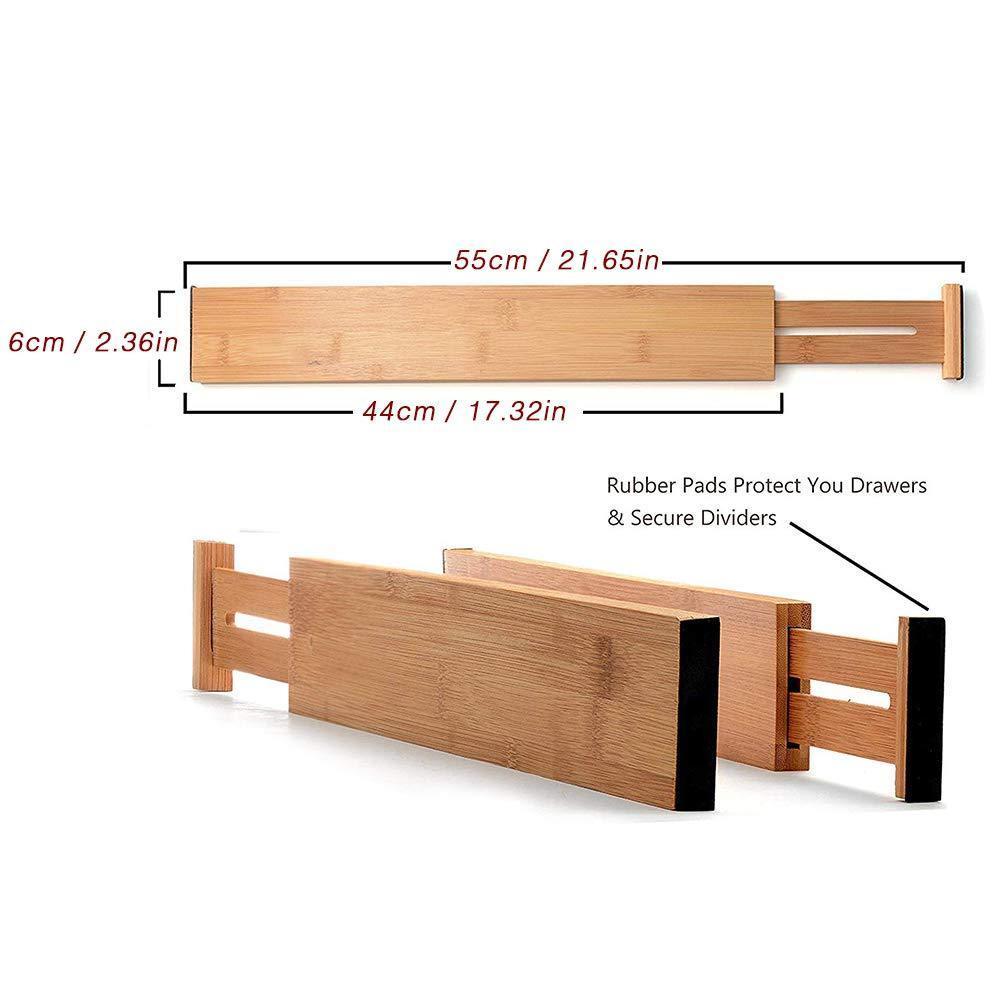 Shop here shineme drawer dividers bamboo set of 4 kitchen separators organizers spring adjustable expendable suitable for bedroom baby drawer bathroom and desk