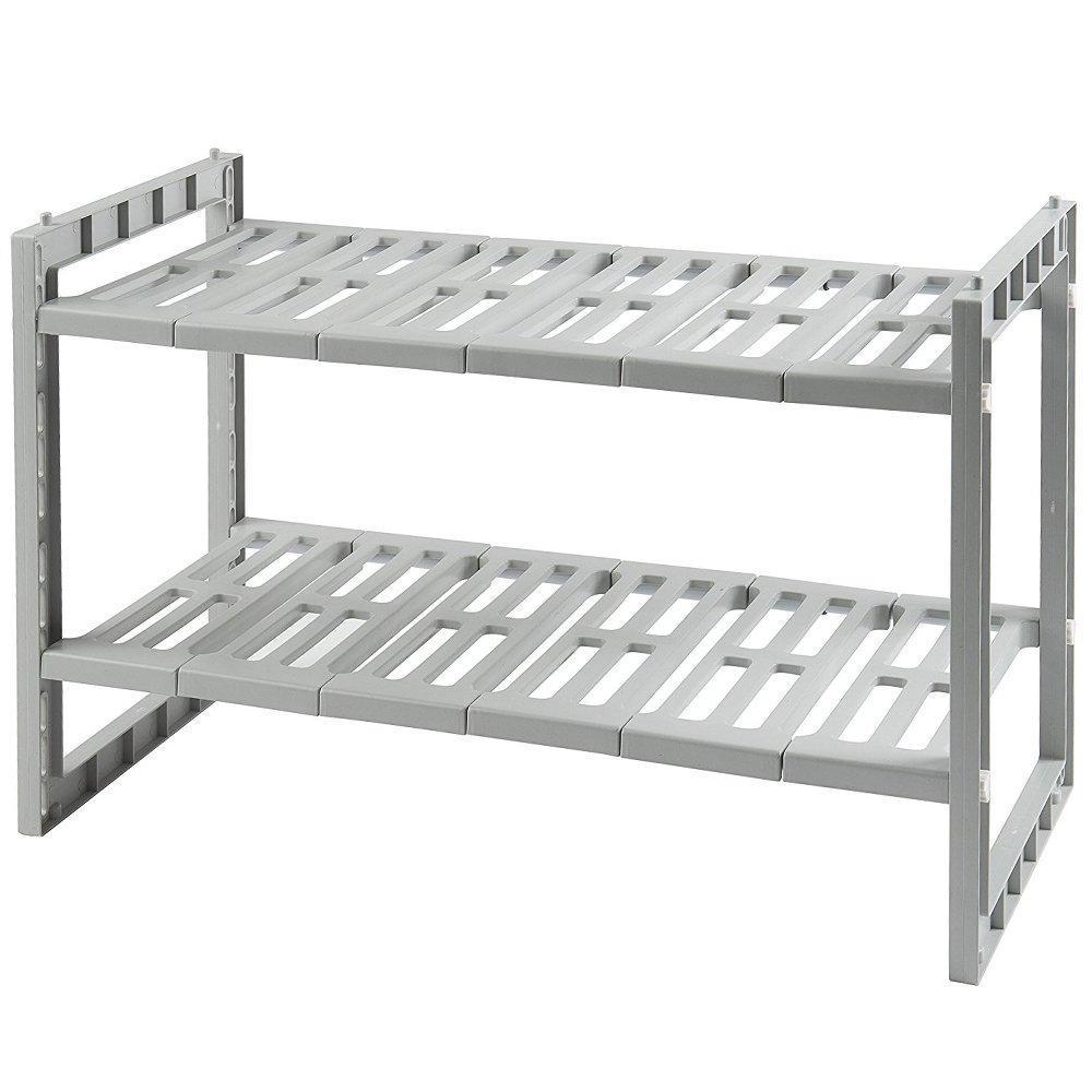 Discover yomym under cabinet sink organizer 2 tier expandable shelf organizer rack for bathroom pantry or kitchen storage cabinets organization and storage adjustable shelves in heavy duty plastic and metal