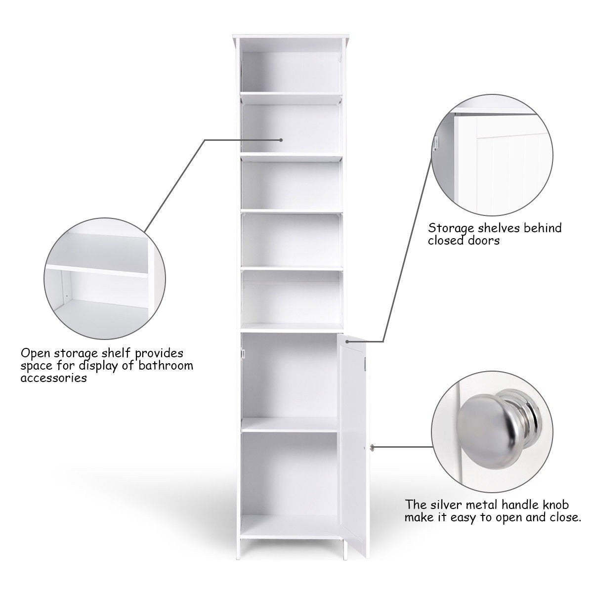 On amazon 72 tall cabinet waterjoy standing tall storage cabinet wooden white bathroom cupboard with door and 5 adjustable shelves elegant and space saving