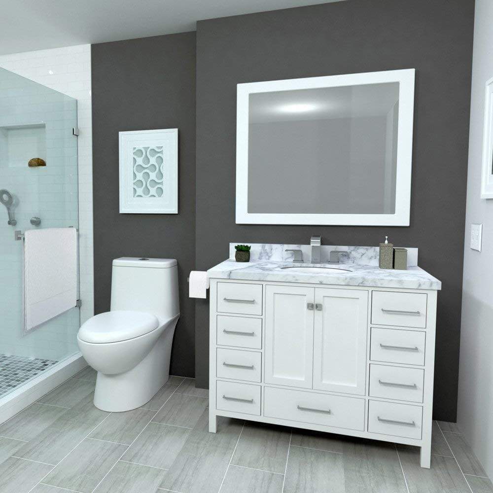 Best seller ariel cambridge a043s wht 43 single sink solid wood bathroom vanity set in grey with white 1 5 carrara marble countertop