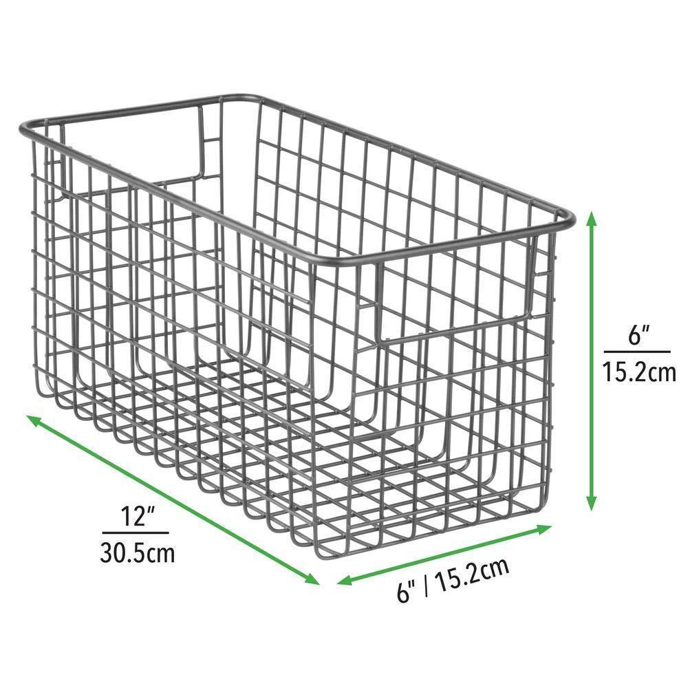 Organize with mdesign farmhouse decor metal wire food storage organizer bin basket with handles for kitchen cabinets pantry bathroom laundry room closets garage 12 x 6 x 6 4 pack graphite gray