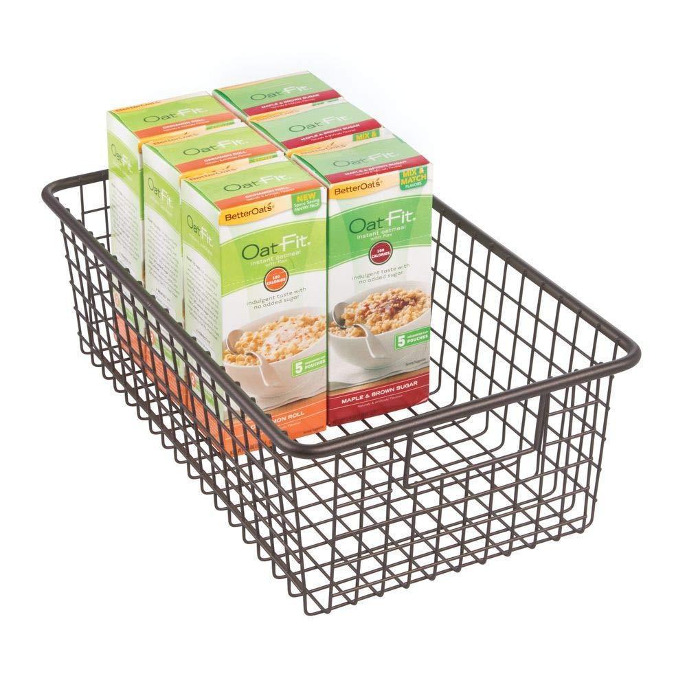 Related mdesign modern farmhouse metal wire storage organizer bin basket with handles for kitchen cabinets pantry closets bedrooms bathrooms 16 25 long 4 pack bronze