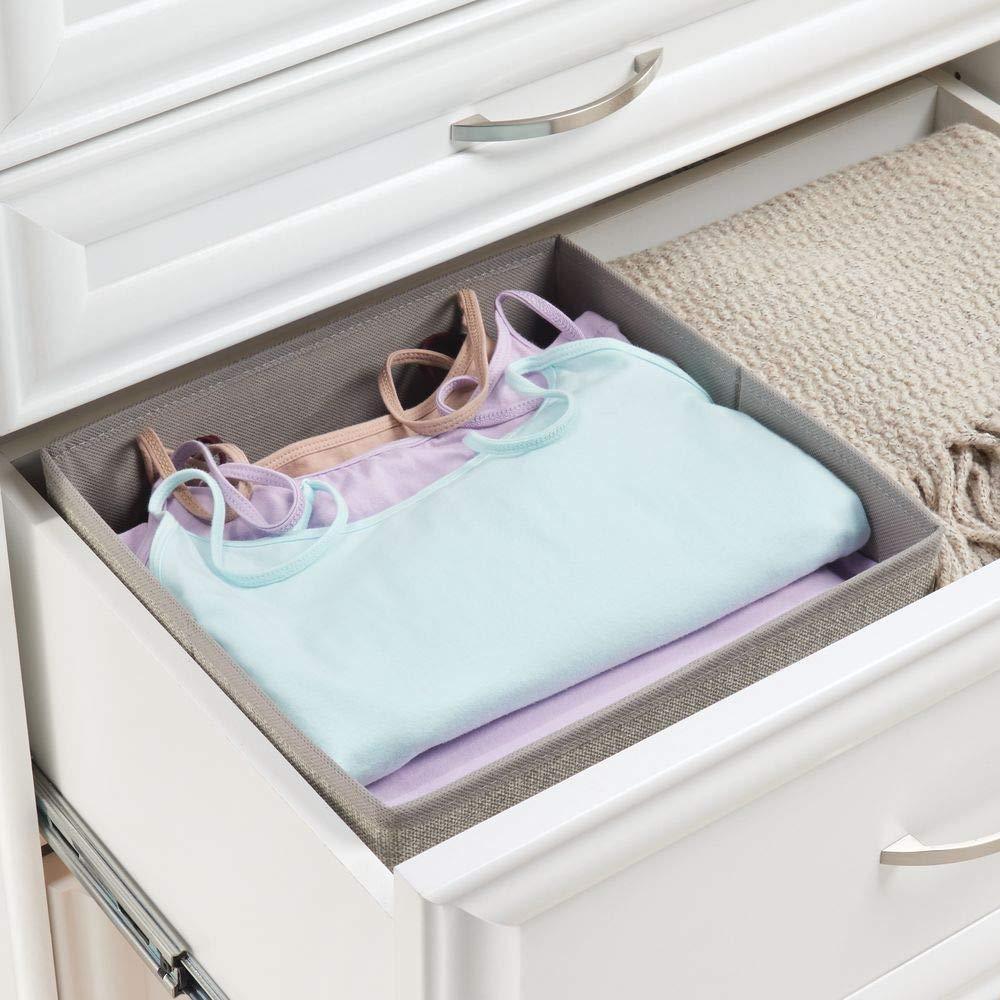 Selection mdesign soft fabric closet storage organizer holder cube bin box open top front handle for closet bedroom bathroom entryway office textured print 2 pack linen tan