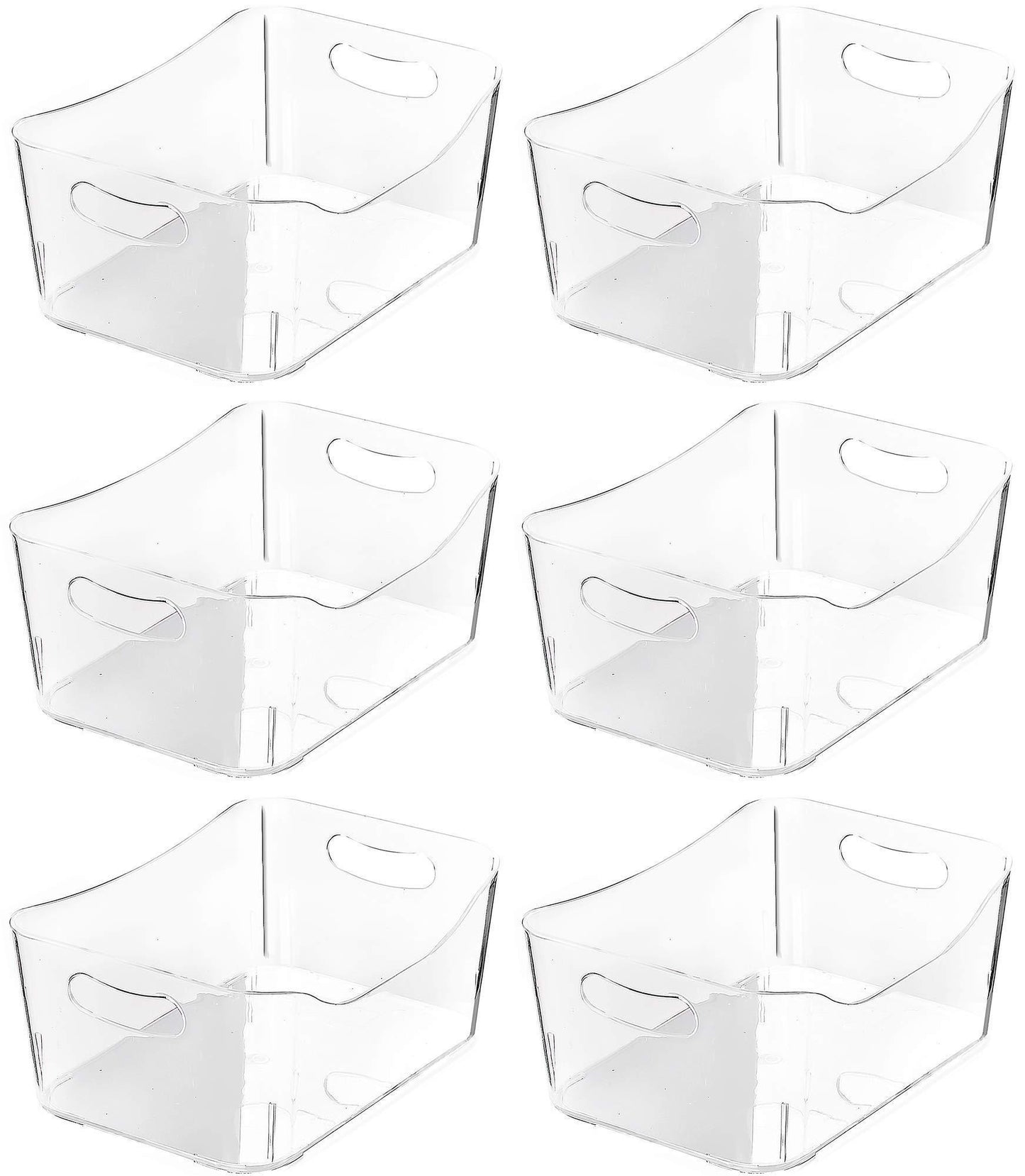 Top rated ybm home open bin storage basket kitchen pantry bathroom vanity laundry health and beauty product supply organizer under cabinet caddy medium 6 pack clear