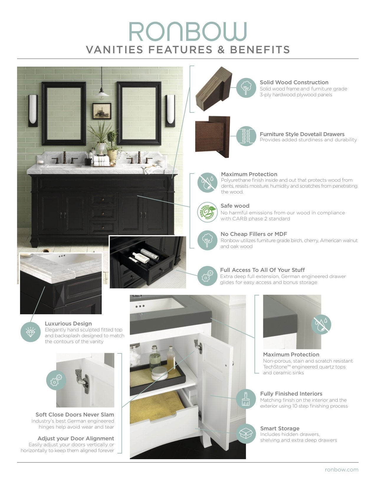 Select nice ronbow frederick 24 x 32 transitional solid wood frame bathroom medicine cabinet in black 2 mirrors and 2 cabinet shelves 618125 b02
