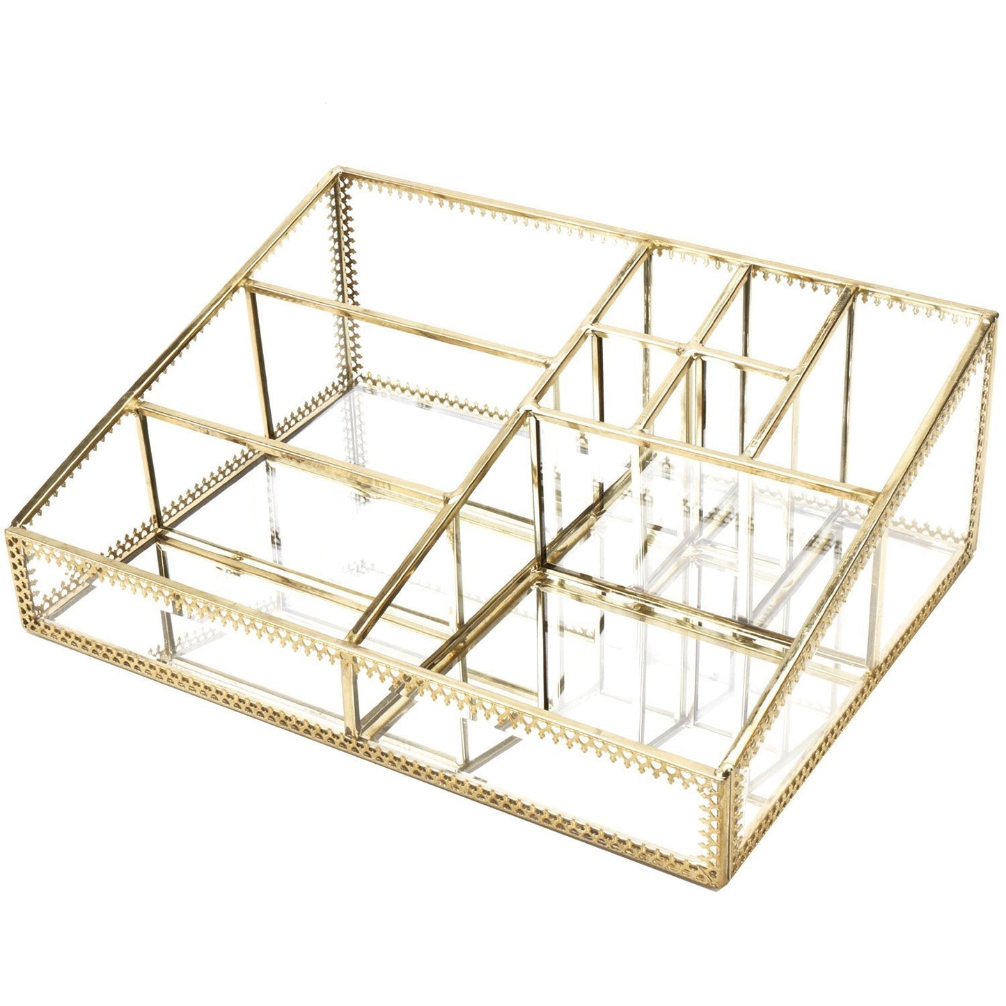 Shop for hersoo gold mirrored vanity tray glass makeup display organizer dresser comestic storage for palette lipstick brushes skincare perfumes bathroom accessories