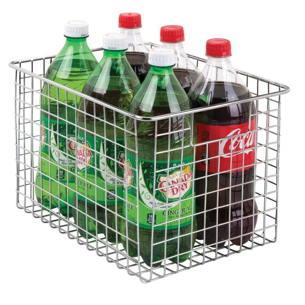 Buy now mdesign large heavy duty metal wire storage organizer bin basket built in handles for food storage kitchen cabinet pantry closet bedroom bathroom garage 12 x 9 x 8 pack of 4 chrome