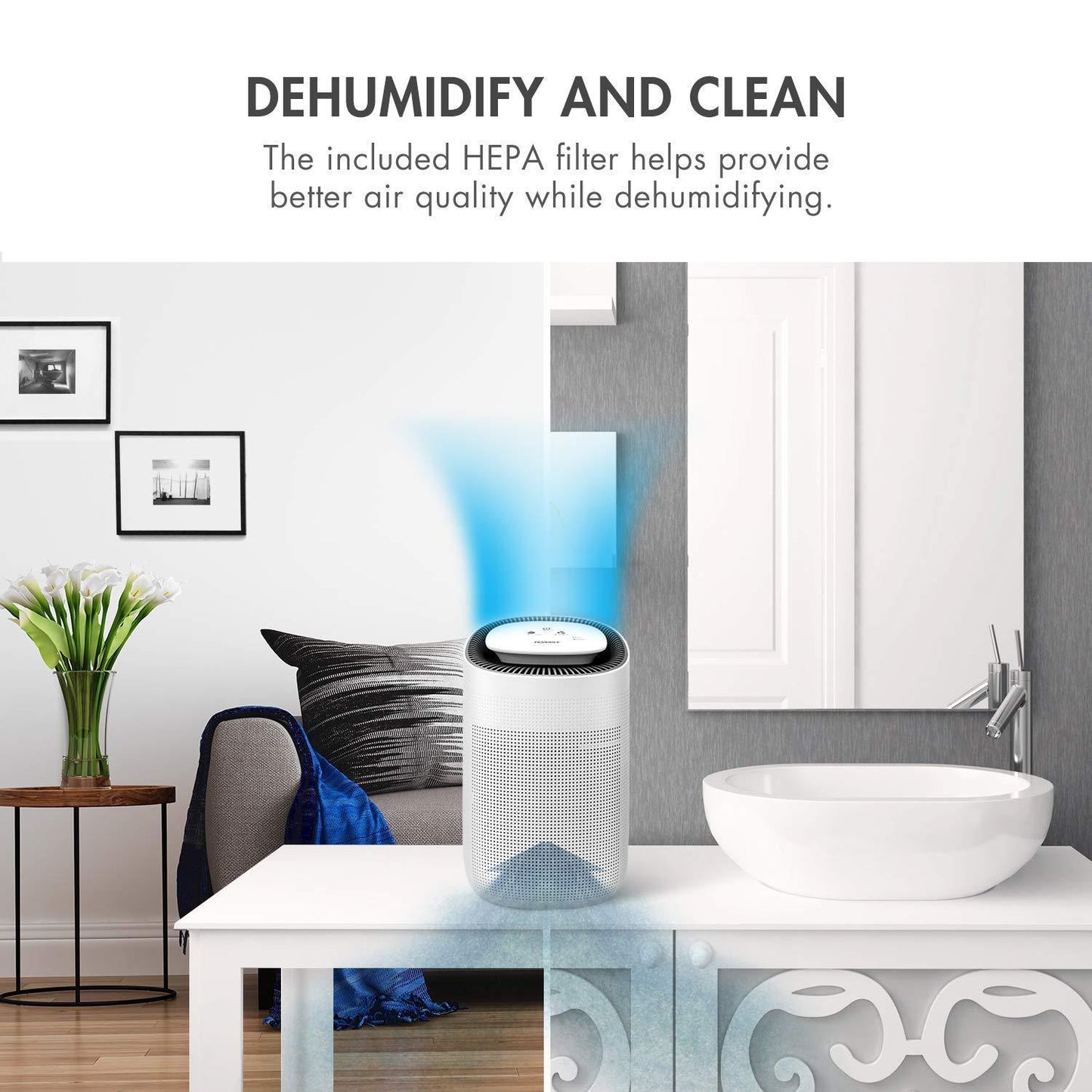 Budget friendly tenergy sorbi 1000ml air dehumidifier w air purifying function true hepa filter auto shutoff touch control adjustable air speed ultra quiet allergies eliminator ideal for closets and bathrooms