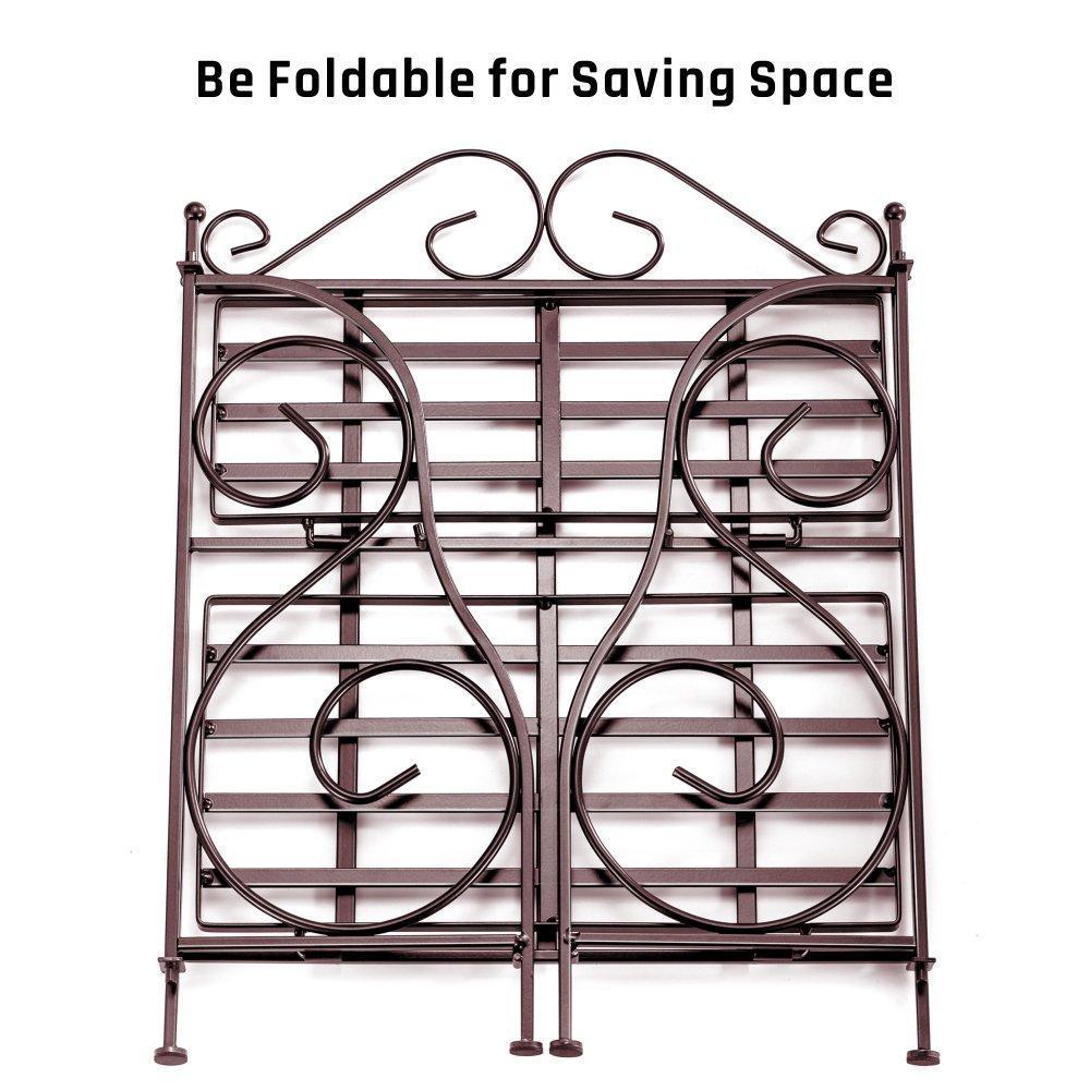 Top rated spice rack ispecle 2 tier foldable shelf rack kitchen bathroom countertop 2 tier standing storage organizer spice jars bottle shelf holder rack classic bronze coating