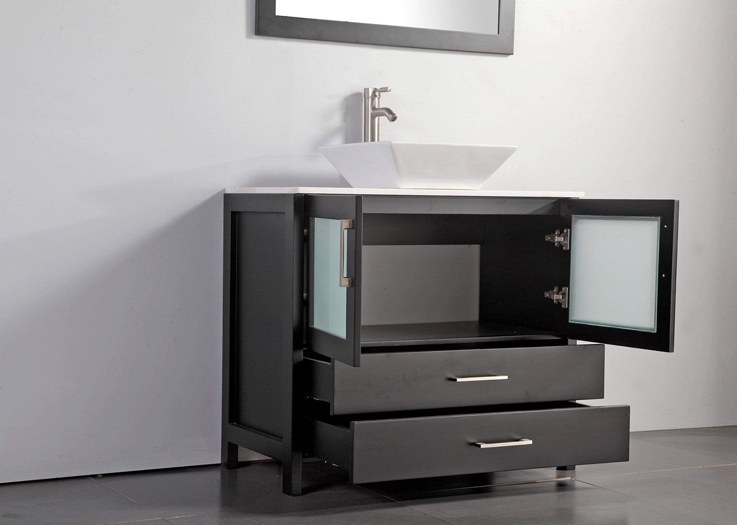 Explore vanity art 60 inch bathroom vanity set single ceramic sink top with mirror 8 drawers one large folding door drawer perfect bathroom organizer espresso va3136 60
