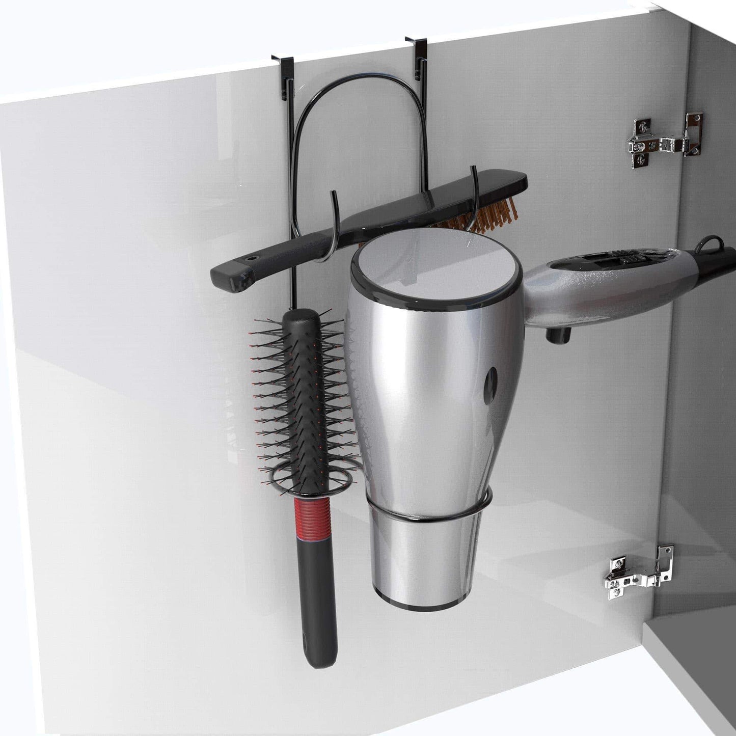 Get lavish home hair dryer holder over the cabinet door hanging caddy bathroom styling rack holster for curling iron blow dryer and flat iron