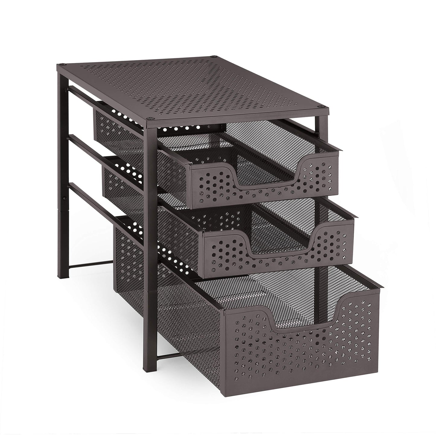Exclusive simple trending 3 tier under sink cabinet organizer with sliding storage drawer desktop organizer for kitchen bathroom office stackbale bronze