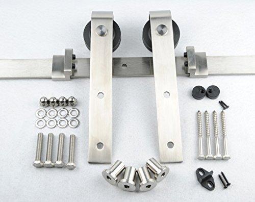 Shop for bd fss satin nickel brushed stainless steel sus304 modern barn wood sliding door hardware track kit for storage room laundry room master bathroom walk in closet double door 16ft 4880mm