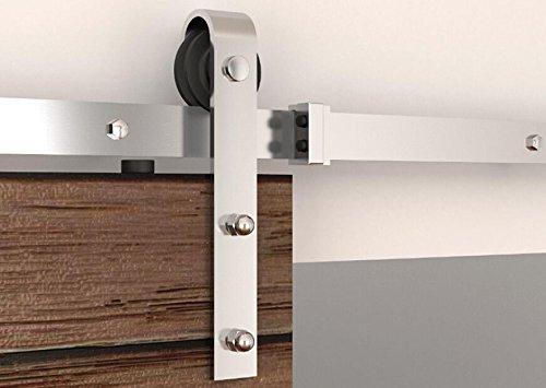 Shop here bd fss satin nickel brushed stainless steel sus304 modern barn wood sliding door hardware track kit for storage room laundry room master bathroom walk in closet double door 16ft 4880mm