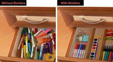 Load image into Gallery viewer, Get hossejoy bamboo drawer divider kitchen drawer organizer spring adjustable expendable drawer dividers best dividers for kitchen dresser bedroom baby drawer bathroom desk pack of 4