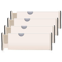 Load image into Gallery viewer, Kitchen 4 pack adjustable drawer dividers organizer separators good grips dresser organizer for bedroom bathroom closet baby drawer desk kitchen storage
