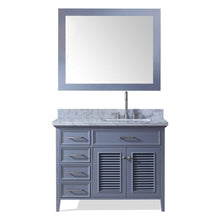 Load image into Gallery viewer, Save ariel d043s r gry kensington 43 inch right offset single sink bathroom vanity set in grey with carrara marble countertop