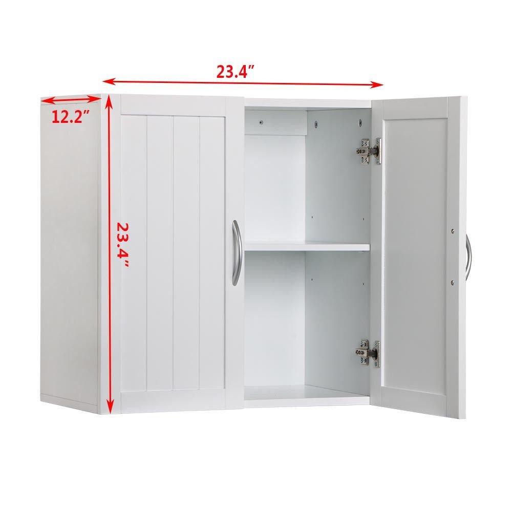 Storage organizer white wall mounted wooden kitchen cabinet bathroom shelf laundry mudroom garage toiletries medicines tools storage organizer cupboard unit ample storage space solid construction stylish modern design