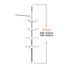 Load image into Gallery viewer, Related baoyouni bathroom shower storage corner caddy tension pole 4 tier bathtub caddies shelf rod organizer rack with towel bar extra large trays ivory