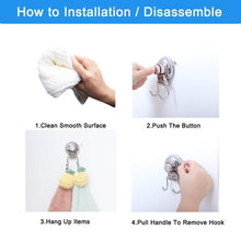Load image into Gallery viewer, New suction cup hooks heavy duty vacuum hook wall suction hooks for flat smooth wall bathroom kitchen towel robe loofah stainless steel chrome pack of 3