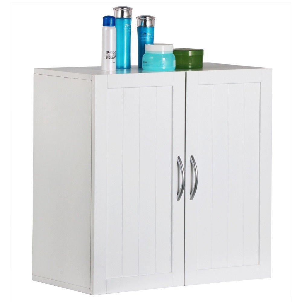 Shop white wall mounted wooden kitchen cabinet bathroom shelf laundry mudroom garage toiletries medicines tools storage organizer cupboard unit ample storage space solid construction stylish modern design