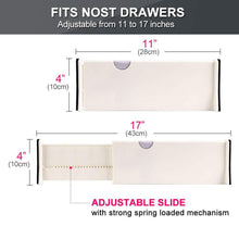 Load image into Gallery viewer, Exclusive drawer dividers organizer 5 pack adjustable separators 4 high expandable from 11 17 for bedroom bathroom closet clothing office kitchen storage strong secure hold foam ends locks in place