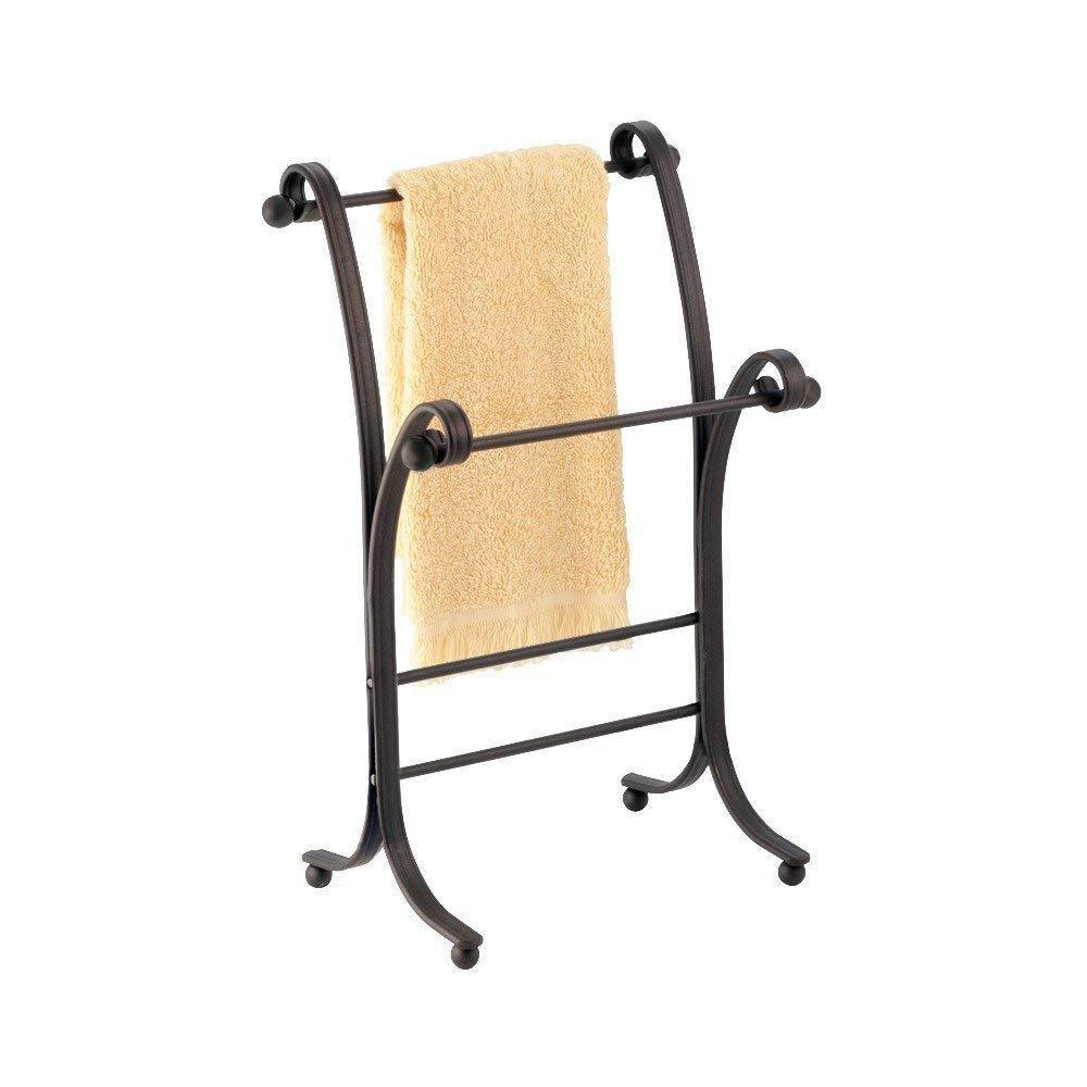Order now interdesign york metal free standing hand towel drying rack for master guest kids bathroom laundry room kitchen holds two 9 x 5 5 x 13 5 bronze
