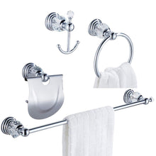 Load image into Gallery viewer, Select nice wolibeer silver bathroom accessory set of 4 pieces towel hook towel rail towel holder roll tissue holder wall mounted zinc alloy construction with crystal chrome finished