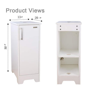 Home u eway 13 inch white bathroom vanity and sink combo 1 5 gpm water save faucet solid brass pop up drain single small bathroom adjustable built in clapboard bt8w a7