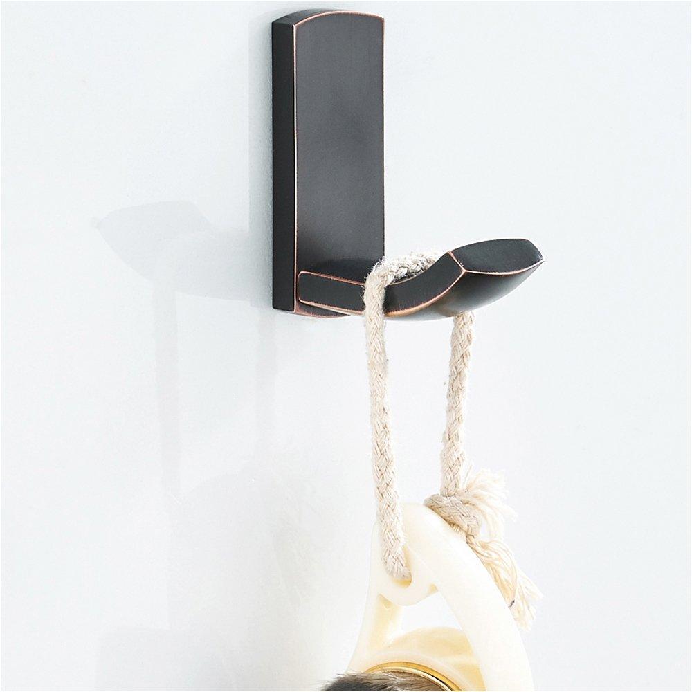 Products bathroom single towel wall hook oil rubbed bronze bathrobe coat hanger premium brass hand towel holder organizer heavy duty kitchen lavatory closet hat handbage hanging rack by blissporte 2 pack