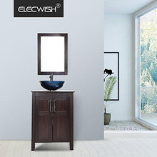 Load image into Gallery viewer, Shop for elecwish usba20090 usba20077 bathroom vanity and sink combo stand cabinet and tempered blue glass vessel sink orb faucet and pop up drain mirror mounting ring
