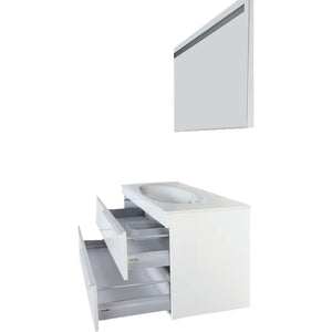 Try giallo rosso argento 48 inch bathroom vanity and sink combo with mirror contemporary design wall mount glossy white cabinet set single sink and double drawer