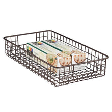 Load image into Gallery viewer, Storage mdesign household metal wire cabinet organizer storage organizer bins baskets trays for kitchen pantry pantry fridge closets garage laundry bathroom 16 x 9 x 3 4 pack bronze