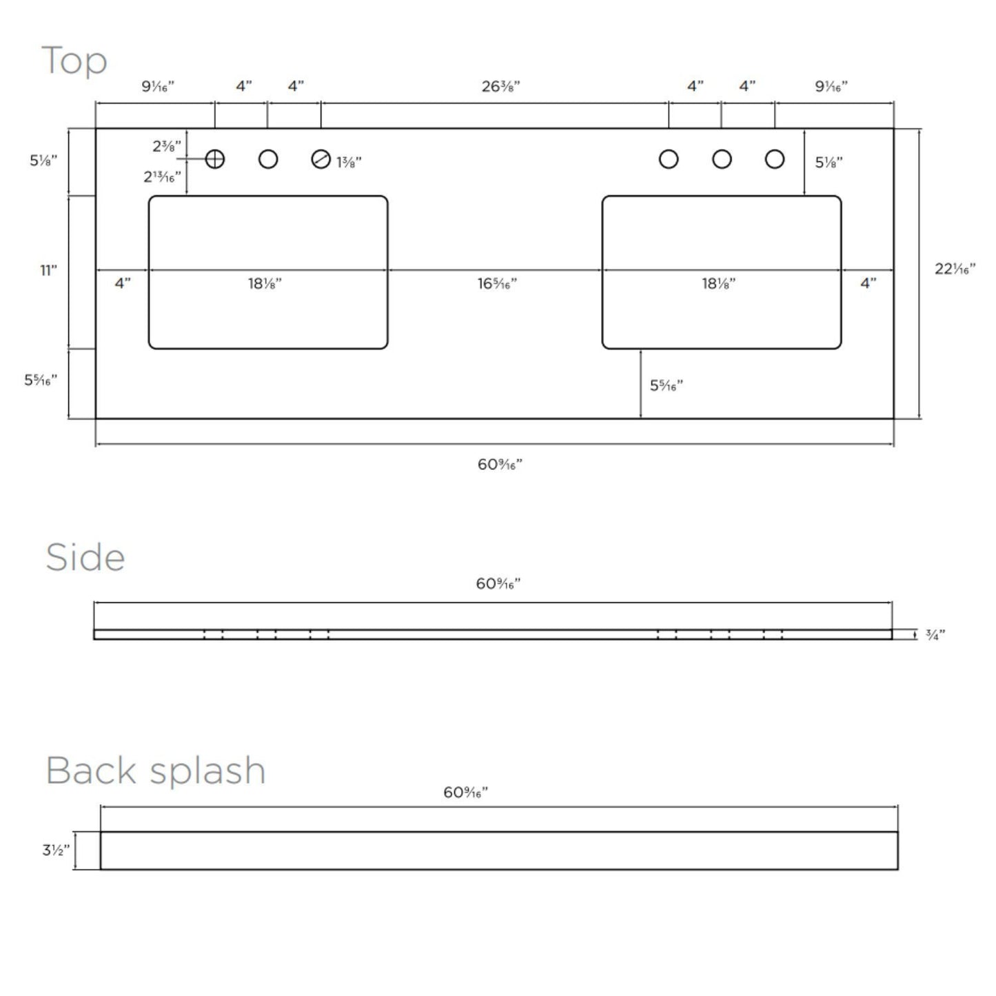 Latest maykke abigail 60 bathroom vanity set in birch wood american walnut finish double brown cabinet with countertop backsplash in black granite and ceramic undermount sink in white ysa1376001