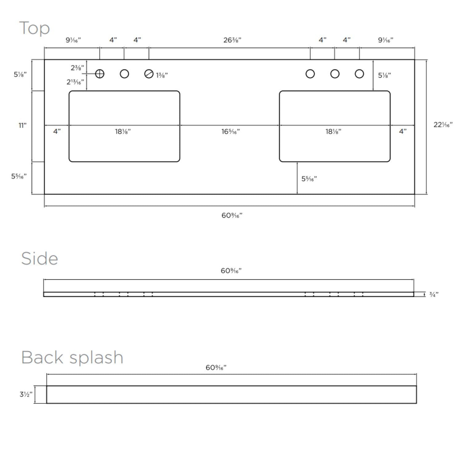 Latest maykke abigail 60 bathroom vanity set in birch wood american walnut finish double brown cabinet with countertop backsplash in black granite and ceramic undermount sink in white ysa1376001