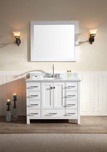 Load image into Gallery viewer, Best ariel cambridge a043s wht 43 single sink solid wood bathroom vanity set in grey with white 1 5 carrara marble countertop