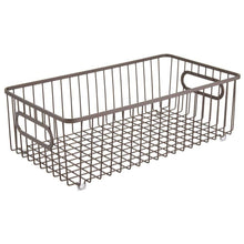 Load image into Gallery viewer, Cheap mdesign metal bathroom storage organizer basket bin farmhouse wire grid design for cabinets shelves closets vanity countertops bedrooms under sinks large 4 pack bronze