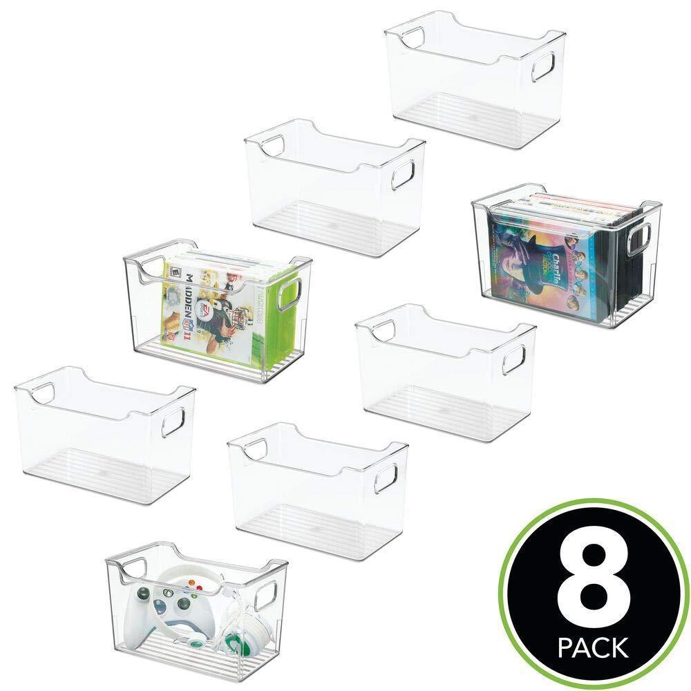 Buy mdesign plastic storage organizer holder bin box with handles for cube furniture shelving organization for closet kids bedroom bathroom home office 10 x 6 x 6 high 8 pack clear