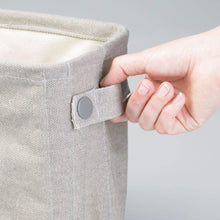 Load image into Gallery viewer, Discover the mdesign soft cotton fabric closet storage organizer bin basket storage organizer for bathroom coated interior attached handles use on vanity cabinet shelf countertop tall 4 pack light gray